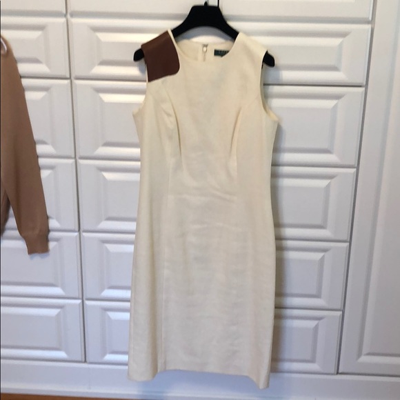 Ralph Lauren Linen and Leather Pencil Dress. - Picture 7 of 8